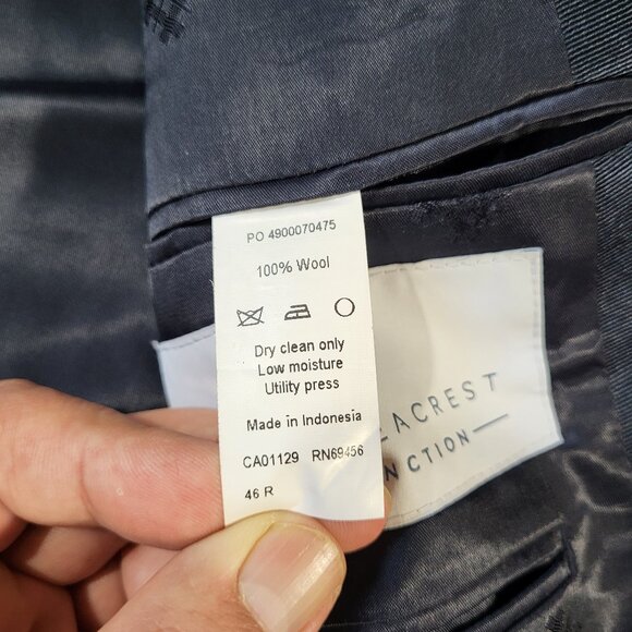 Ryan Seacrest Distinction Mens100% Wool Navy Blazer - Size 46R - Picture 8 of 14